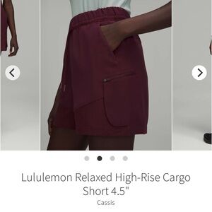 Lululemon Relaxed High-Rise Cargo Short 4.5" Sz 10 Cassis 1017